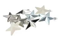 Sada 8 hvězdiček na stromek - Stříbrná, šedá, bílá (65mm)