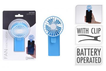 Mini bateriový ventilátor s klipem, modrý