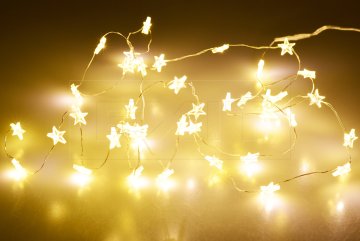 Vánoční dekorace LED hvězdičky na baterie 20 diod (95cm) - Teplá bílá