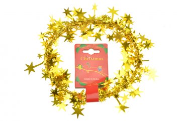 Vánoční dekorace, drátek s hvězdičkami - Zlatý
