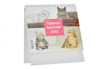 Týdenní kalendář 2021 (16x14cm) - Kočky