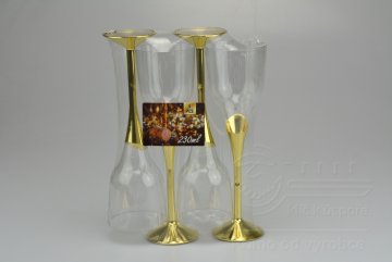 Set 4ks plastových pohárů na šampaňské - Zlatý (22,5cm)