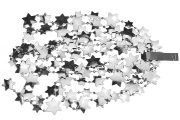 Vánoční řetěz s hvězdami DECORIS (2.6x270cm) - Stříbrný