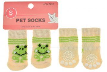 Ponožky pro psy s protiskluzovou podrážkou 2,5x6cm (S) - S žábou