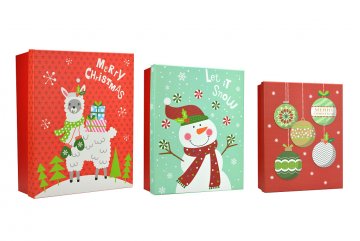 Vánoční dárkové krabice dětské - Sada 3 ks - Lama s dárky