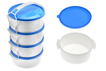 Plastový jídlonosič 4 dílný 4x1,1l - Modrý (27cm)
