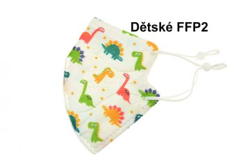 Dětský respirátor FFP2 NR MY-002 - Bílý s dinosaury, 1ks