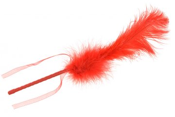 Lechtivé peříčko na tyčce (40cm) - Červené