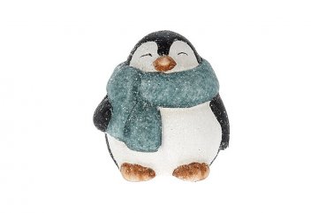 Dekorace - Tučňák s modrou šálou