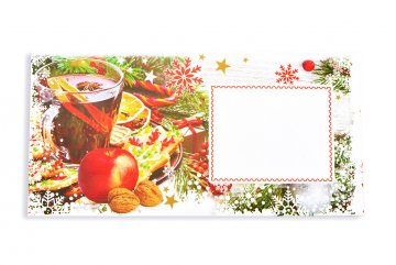 Vánoční obálka 220 x 110 mm - Vánoční snídaně, čaj a cukroví