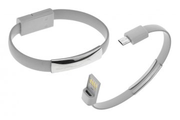 Silikonový náramek pro nabíjení telefonu, Micro-USB - Šedý