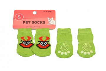 Ponožky pro psy s protiskluzovou podrážkou 2,5x6cm (S) - Zelené s obrázkem