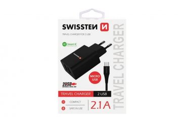 Síťový adaptér 2xUSB, 2,1A černý + kabel USB/MicroUSB