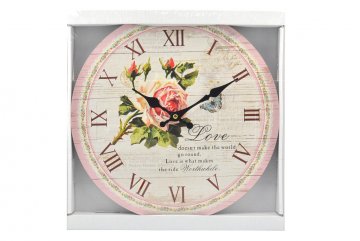 Nástěnné hodiny FLORA (33.5cm) - Růže love