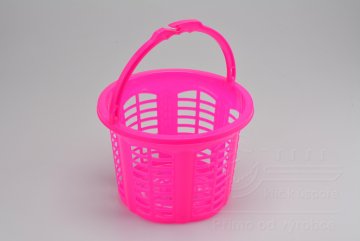 Plastový kulatý košík vzor obdélníky 2,7l (20x14cm) - Růžový