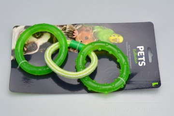 Gumová hračka pro psa - Zelené přetahovací kruhy (27cm)