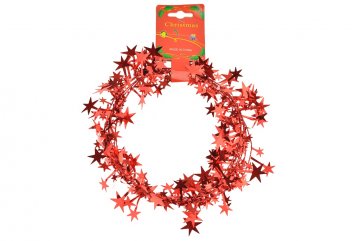 Vánoční dekorace, drátek s hvězdičkami - Červený