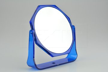 Oboustranné otočné zrcátko na plastovém stojánku (16cm) - Modré