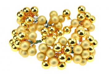 Skleněné dekorační kouličky (1cm) na svazku - Zlaté