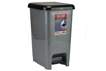 Obdélníkový sešlapávací odpadkový koš DUNQA (15l) - Černo šedý