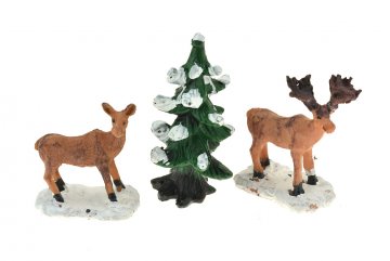 Vánoční dekorace figurky - Zvířátka a strom