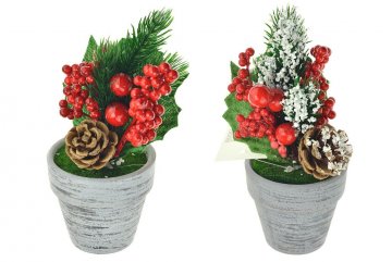Vánoční dekorace v květináčku (15cm) - Mix motivů, 1ks