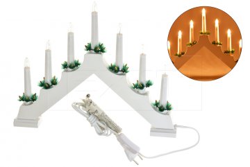 Vánoční svícen na žárovky (41x30x5.5cm) - Bílý