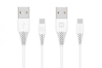 Datový kabel Swissten USB / USB-C 3,1 bílý 1,5 m (9mm)