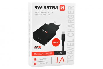 Nabíjecí adaptér SWISSTEN s USB-C kabelem - 1A