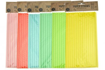 Papírová brčka 24cm - Set 32ks, mix barev