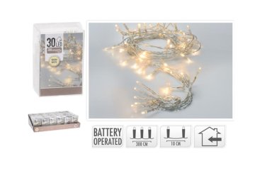 Vánoční LED osvětlení na baterie 30 LED - Teplá bílá