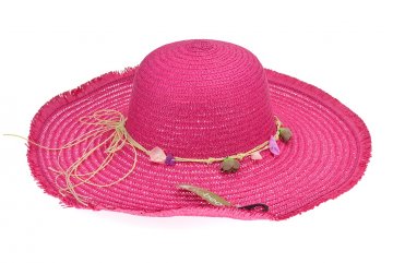 Plážový klobouk s mušličkama 43cm, 275785 - Fuchsiový