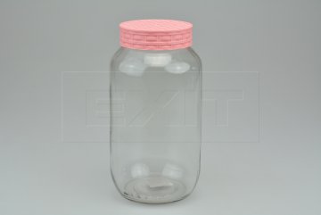 Skleněná nádoba s plastovým víkem (1500ml) - Růžové víko
