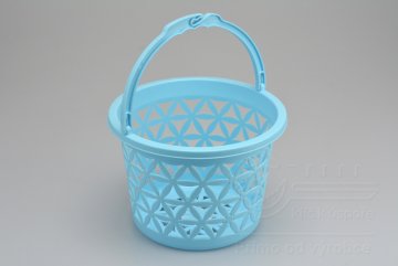Plastový kulatý košík vzor květin 2,9l (20x14cm) - Světle modrý