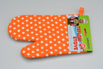Teflonová kuchyňská rukavice s magnetem - Oranžová s puntíky (25cm)