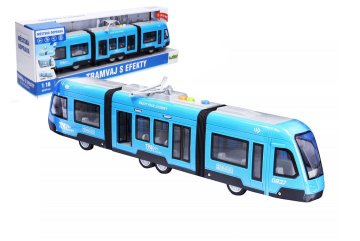 Tramvaj s efekty, městská hromadná doprava 44cm, modrá