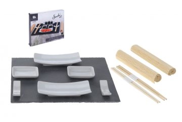 Sushi set porcelán/břidlice/bambus sada 11ks 8711295787133