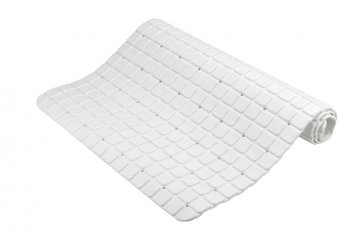 Silikonová koupelnová rohožka s přísavkama - Bílá (69x39cm)