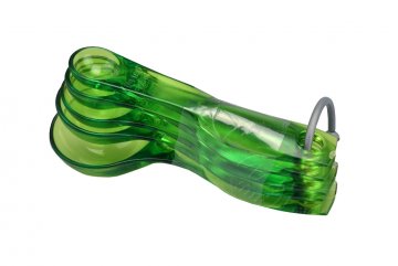 Plastové lžíce-odměrky set 5ks NEON 1,25-15ml - Zelené (12cm)