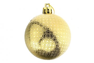 Vánoční koulička (6cm) - Zlatá, s ornamenty, 1ks