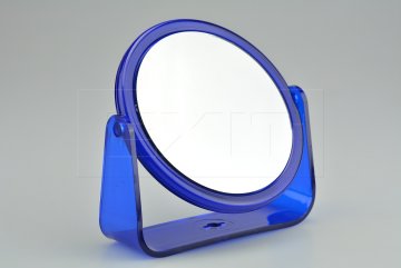 Oboustranné otočné zrcátko na plastovém stojánku (14cm) - Modré