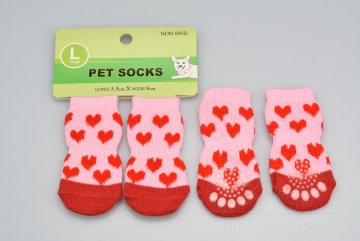 Ponožky pro psy s protiskluzovou podrážkou 3,5x9cm (L) - Se srdíčky