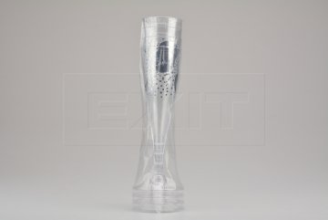 Set 4ks plastových pohárů na šampaňské EH CHEERS! - Stříbrný (17,5cm)