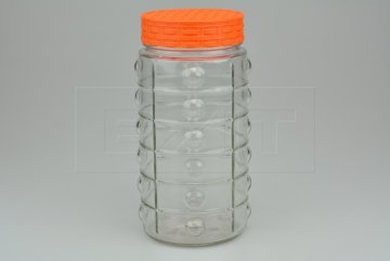 Skleněná nádoba s plastovým víkem (1750ml) - Oranžové víko