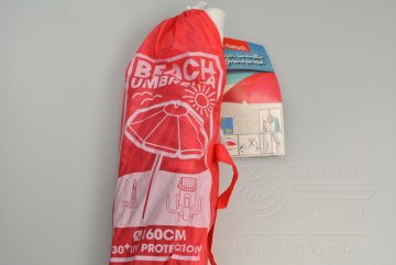 Plážový slunečník včetně věšáčku v pouzdře přes rameno - Červený (155x137cm)