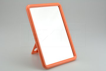 Obdélníkové zrcátko s plastovým stojánkem (18.5x13.5cm) - Oranžové