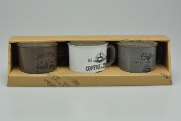 Sada 3ks porcelánových hrníčků SIAKI (6.5x7.5cm) - Káva