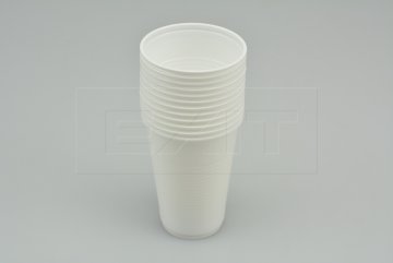 Set dvanácti kusů bílých plastových kelímků na kávu -  BANQUET 