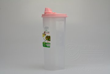 Hranatá plastová nádoba s odměrkou 750ml - Růžová (23x8,5cm)
