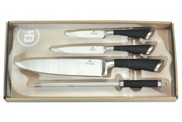 Set 4ks nožů s ocílkou EH (20-33cm) - Černé